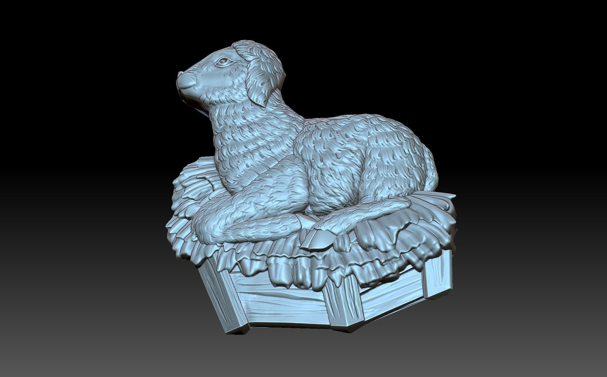 A sheep in the hay 3D print model_9