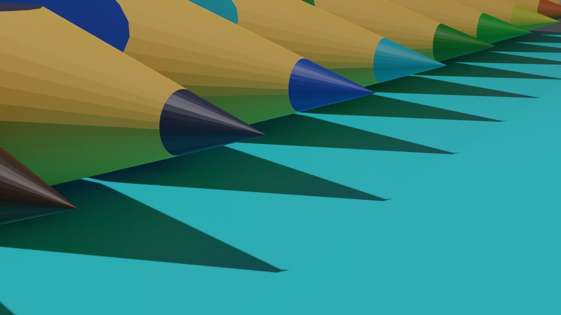 colored pencils Free low-poly 3D model_2