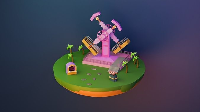 Amusement park big swing Free 3D model