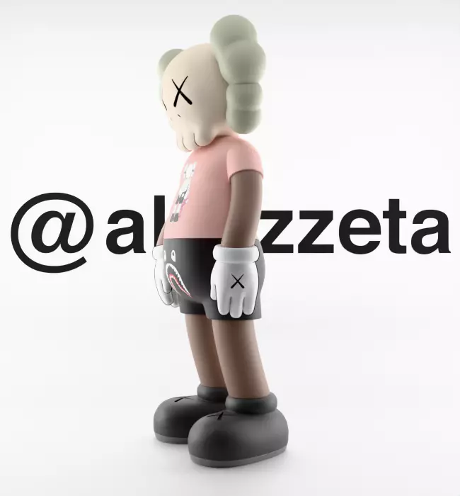 Kaws Bape Textured Low-poly 3D model_7