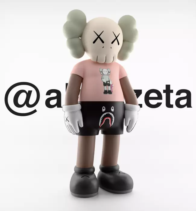 Kaws Bape Textured Low-poly 3D model_35