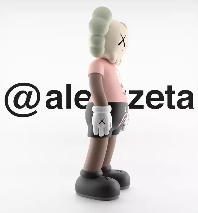 Kaws Bape Textured Low-poly 3D model_30