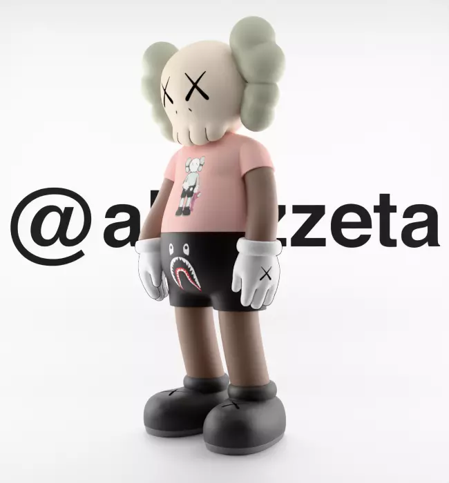 Kaws Bape Textured Low-poly 3D model_5