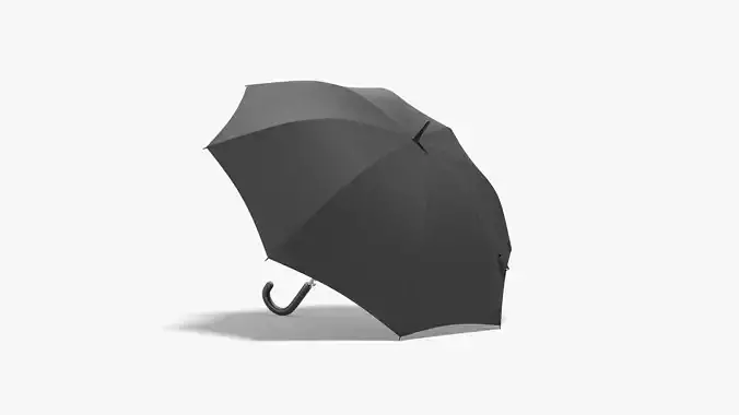 Black Opened Umbrella Low-poly 3D model