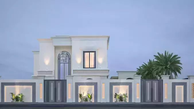 Elevation Front villa Low-poly 3D model