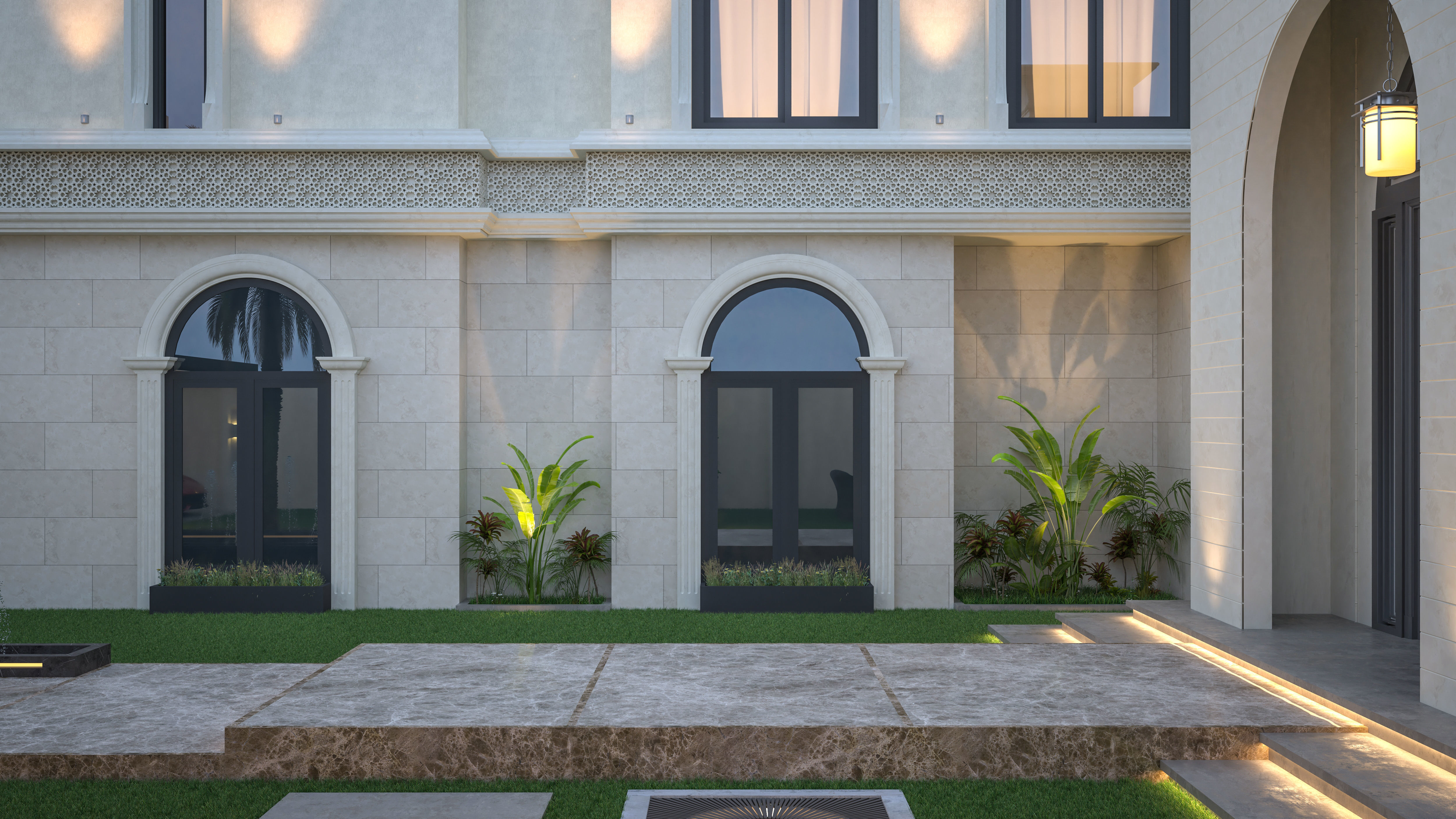 Elevation Front villa Low-poly 3D model_1