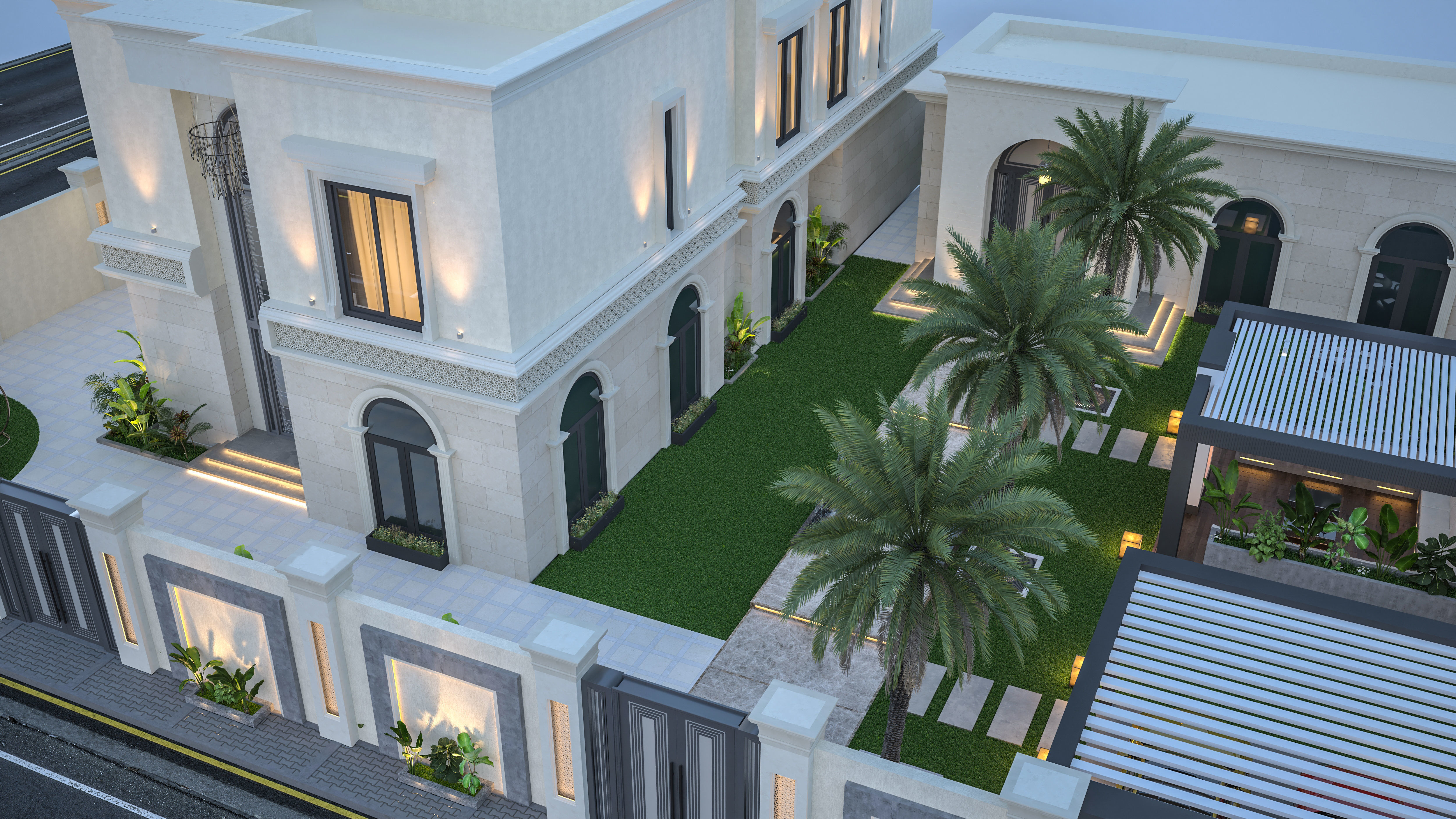 Elevation Front villa Low-poly 3D model_2