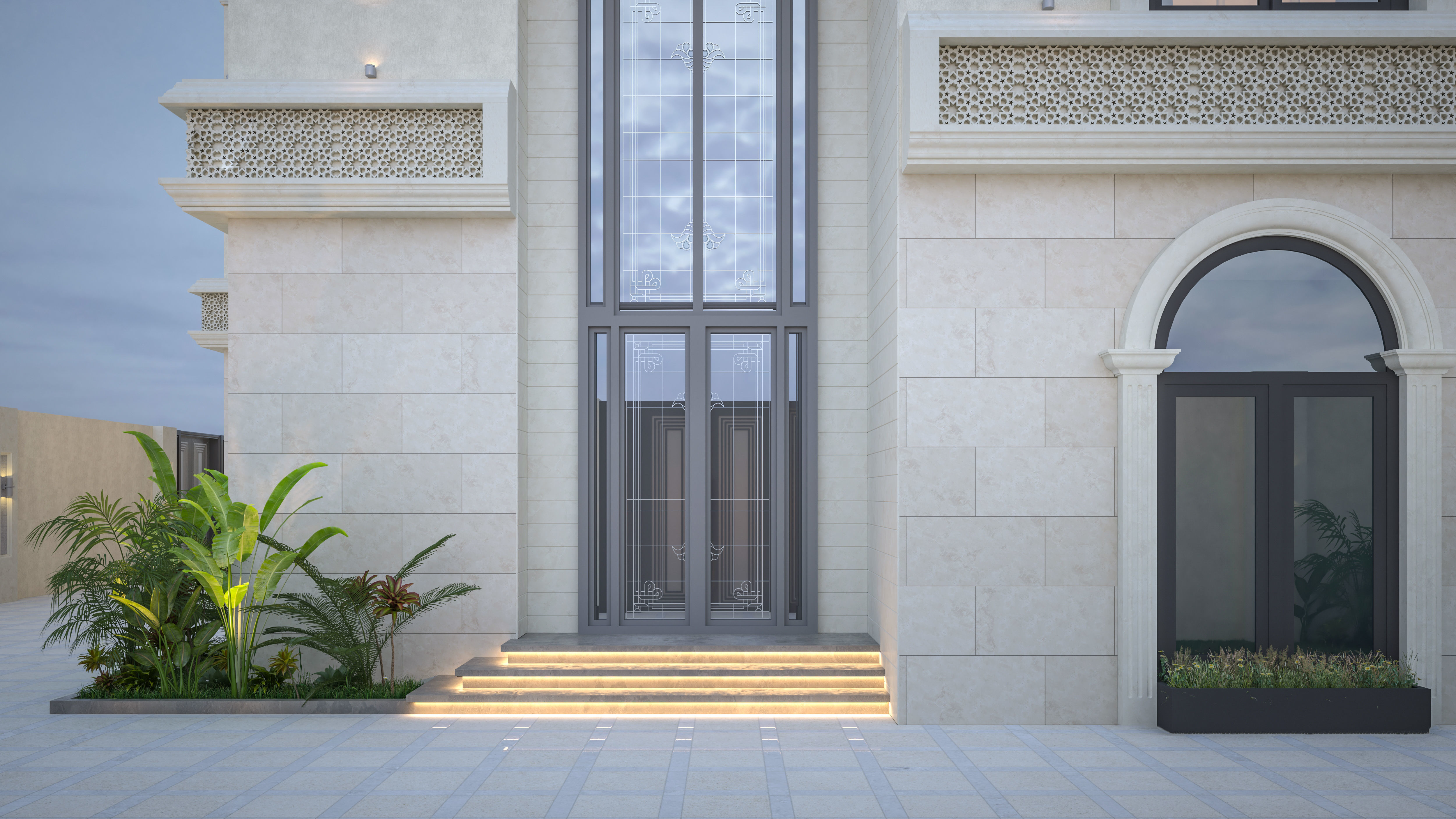 Elevation Front villa Low-poly 3D model_5