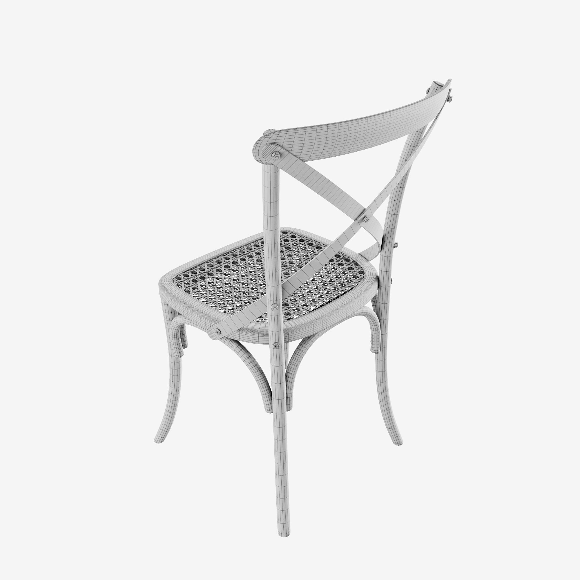 Chair 2 cross back dining Low-poly 3D model_3