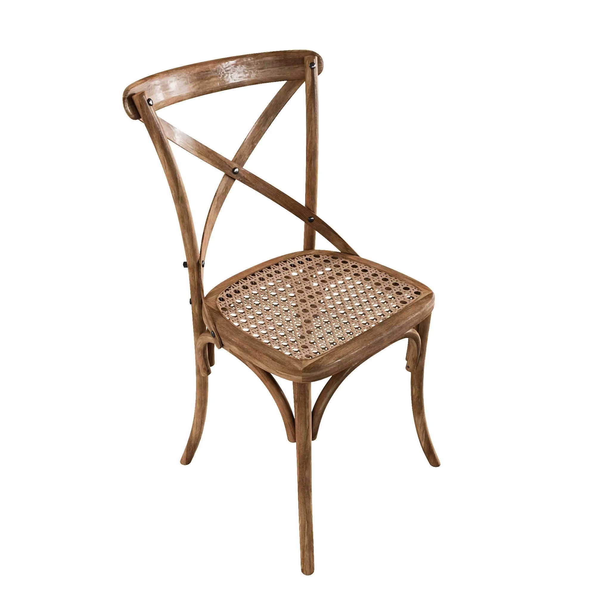 Chair 2 cross back dining Low-poly 3D model_0