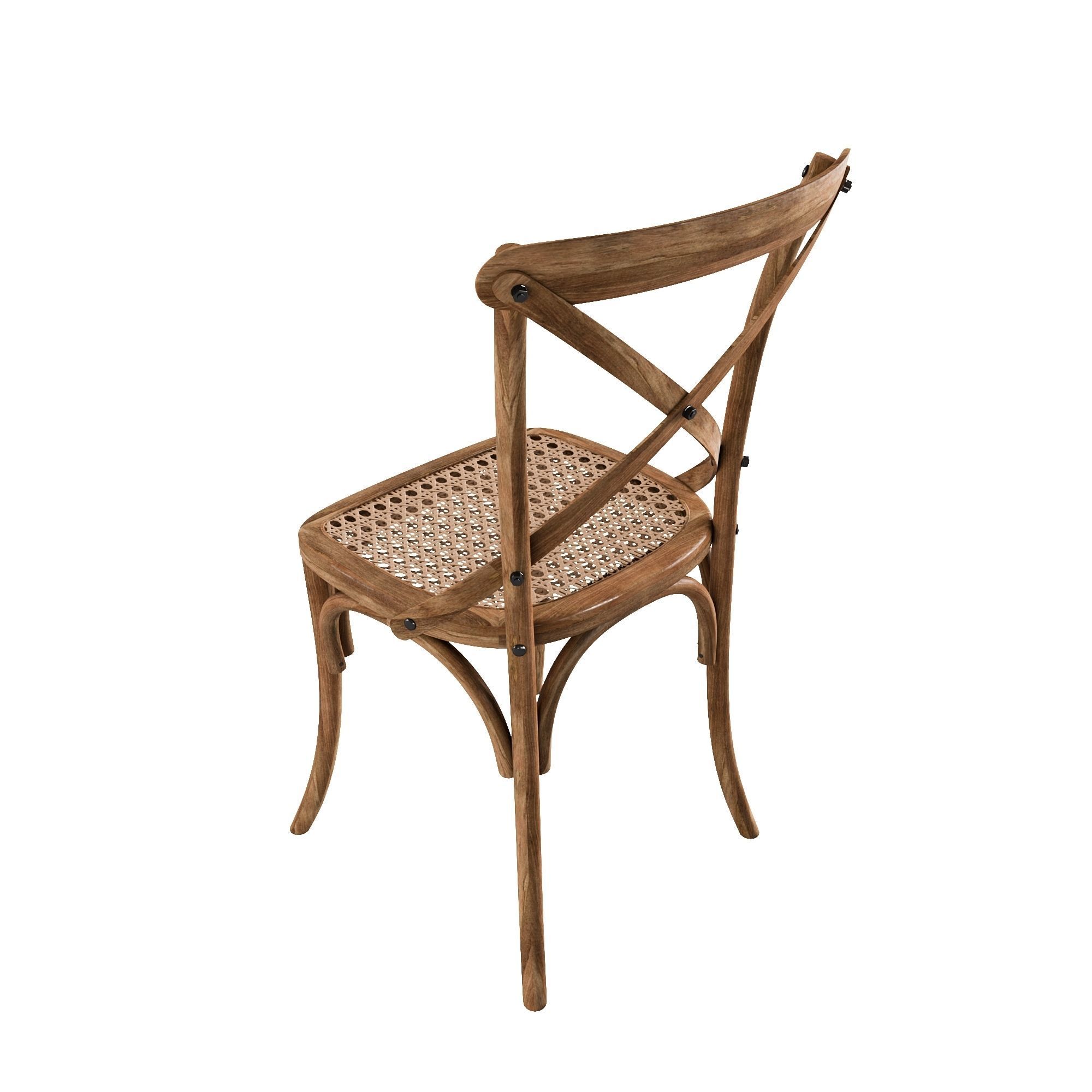 Chair 2 cross back dining Low-poly 3D model_1