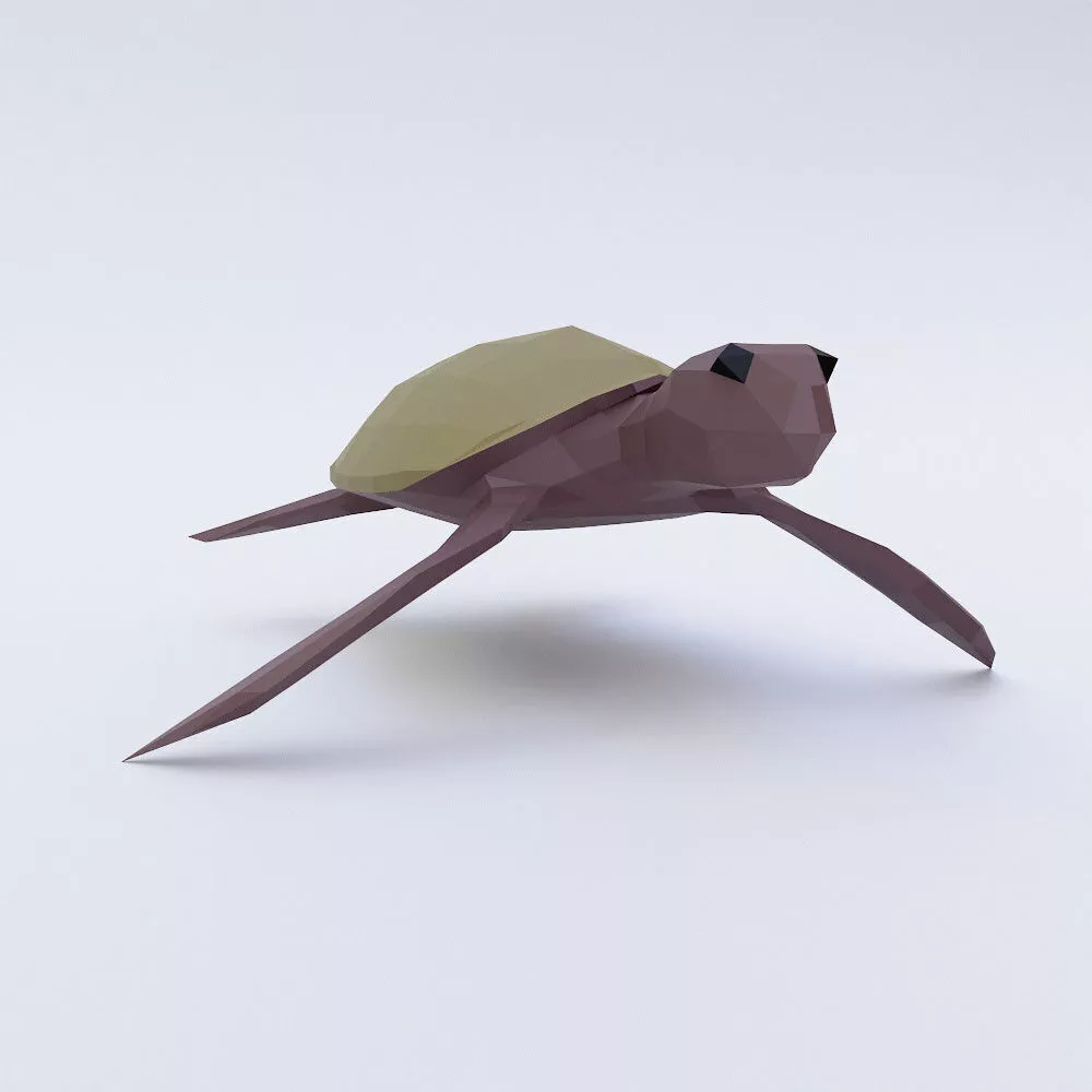 Turtle 3d model origami Low-poly 3D model