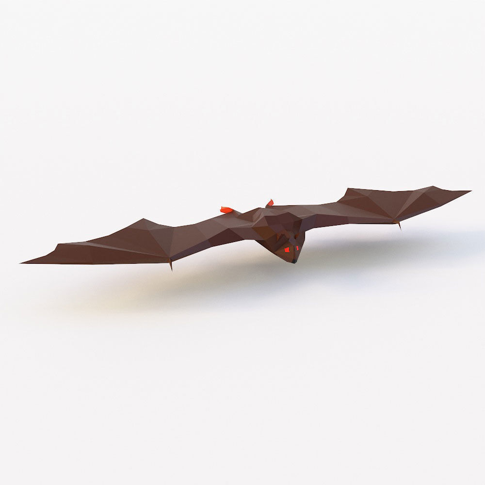 Bat low poly 3d model origami flying Low-poly 3D model_1