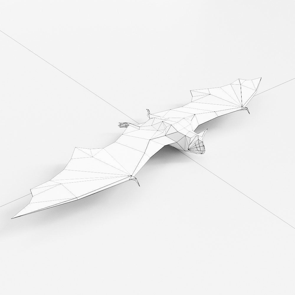 Bat low poly 3d model origami flying Low-poly 3D model_5