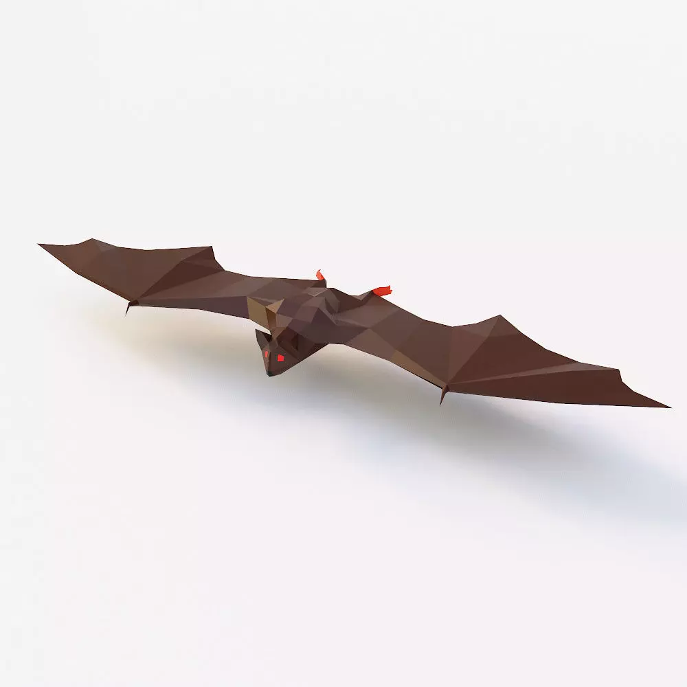 Bat low poly 3d model origami flying Low-poly 3D model_0