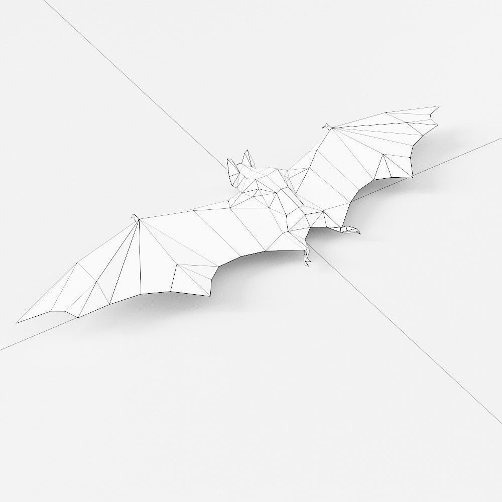 Bat low poly 3d model origami flying Low-poly 3D model_4