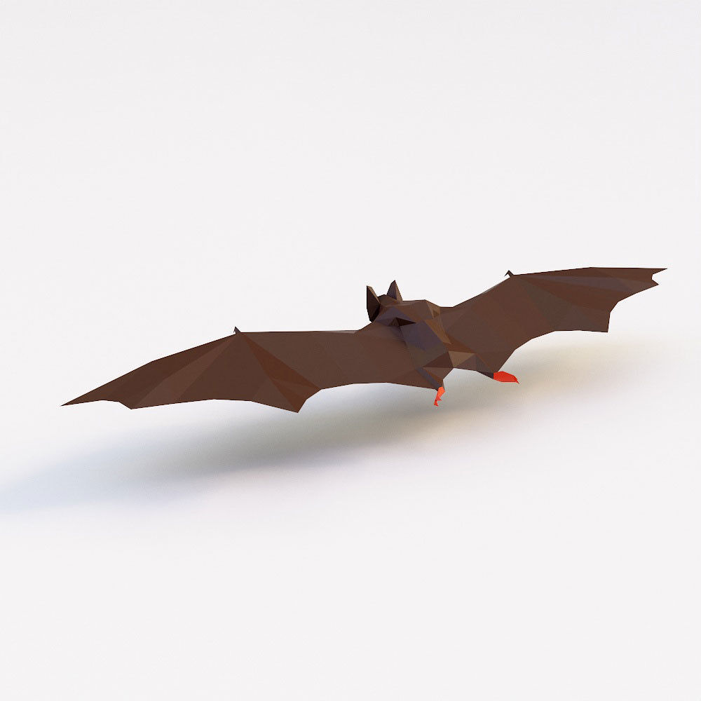 Bat low poly 3d model origami flying Low-poly 3D model_2