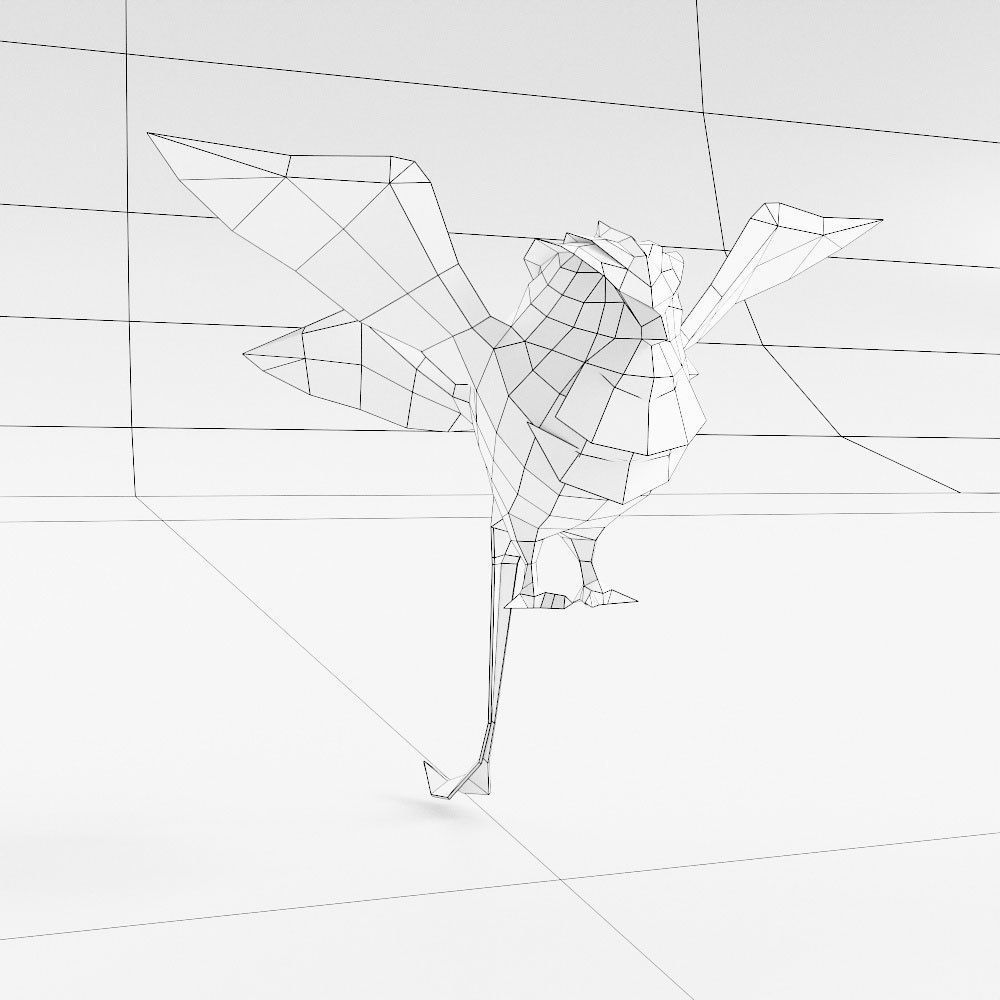 Bird 3d model origami Low-poly 3D model_3