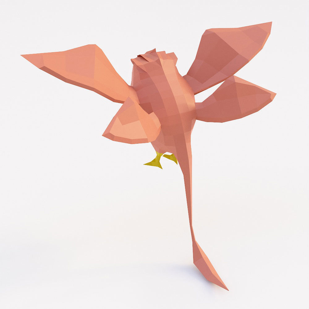 Bird 3d model origami Low-poly 3D model_2