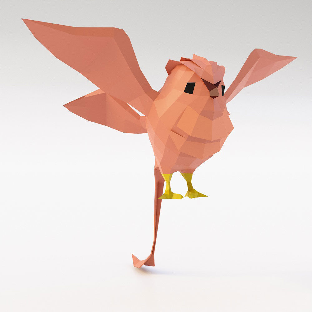 Bird 3d model origami Low-poly 3D model_1