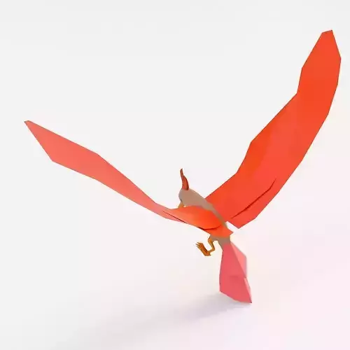 Bird 3d model origami flying in air