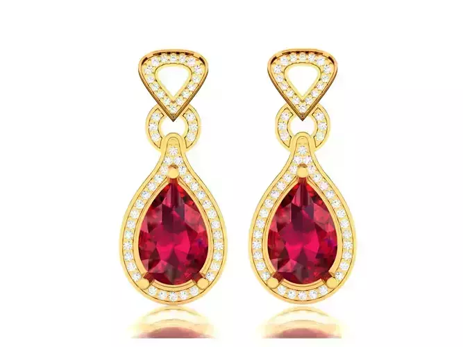 Women Pear Diamond Earrings 3D print model