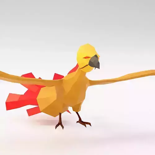 Fantasy bird low poly 3d model 