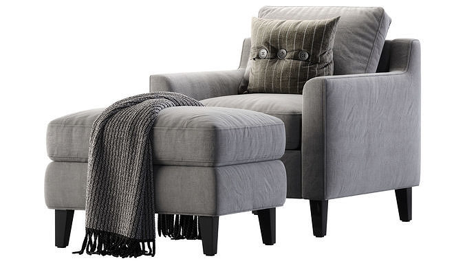 Beverly Upholstered Armchair 3D model 4