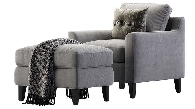 Beverly Upholstered Armchair 3D model 5
