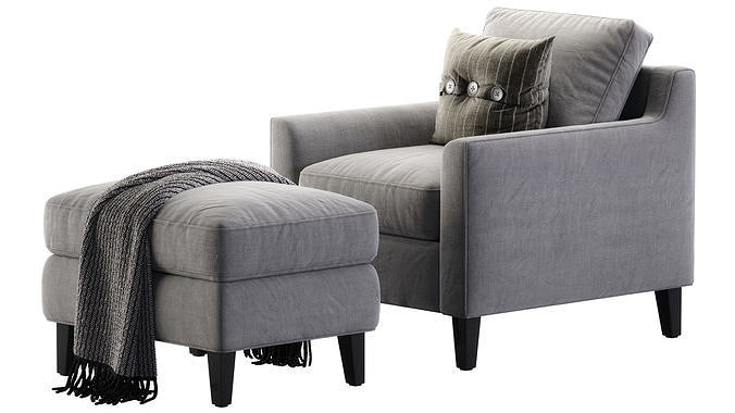 Beverly Upholstered Armchair 3D model 2