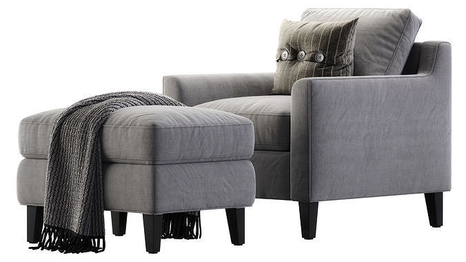 Beverly Upholstered Armchair 3D model 3