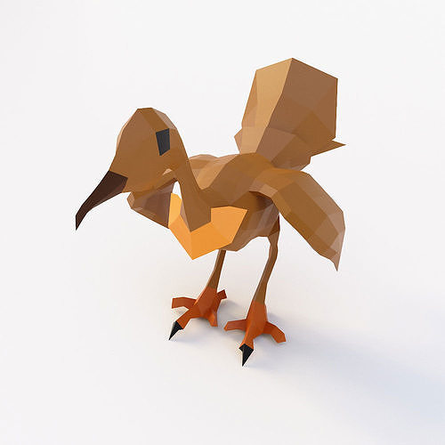 crane 3d model origami bird with beak and feet Low-poly 3D model