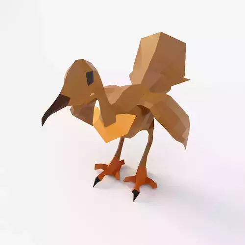 crane 3d model origami bird with beak and feet