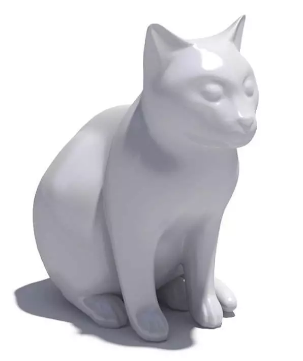 White Porcelain Cat 3D model_0