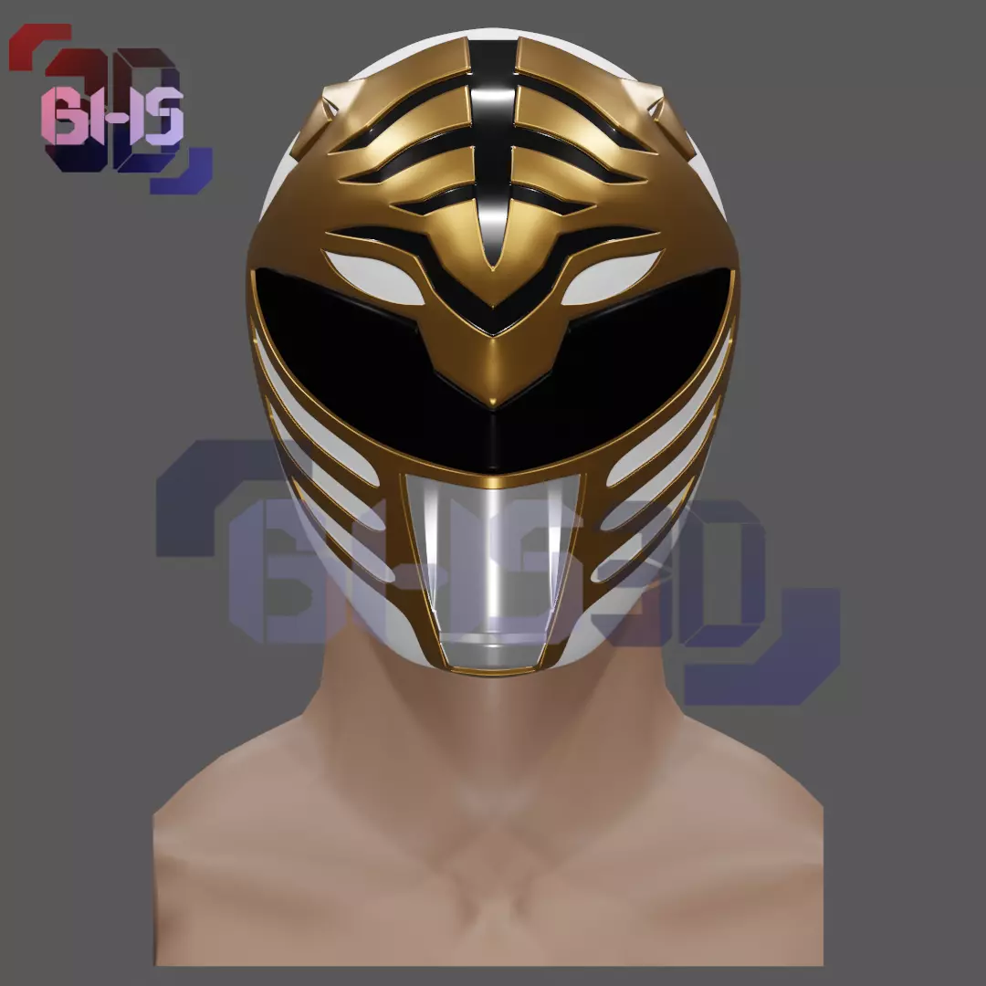 White ranger helmet 3D 3D print model_0
