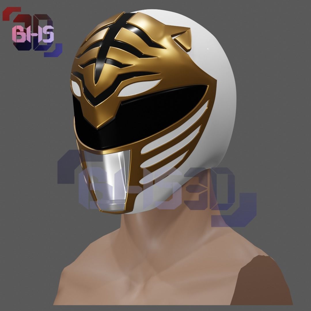 White ranger helmet 3D 3D print model_1