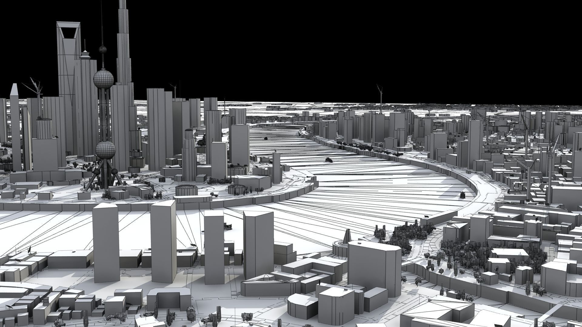 Shanghai City China 3D model_44