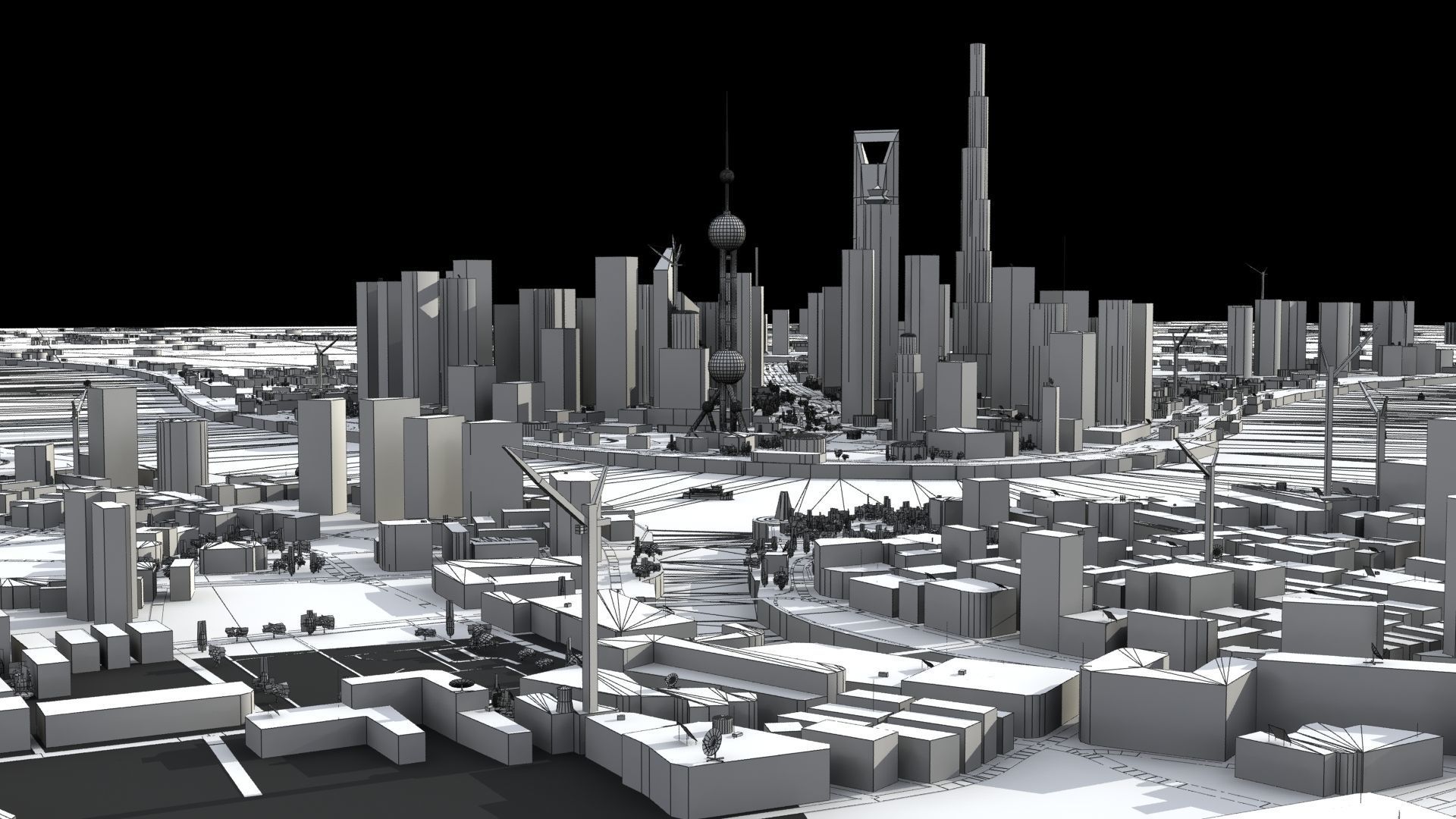 Shanghai City China 3D model_13