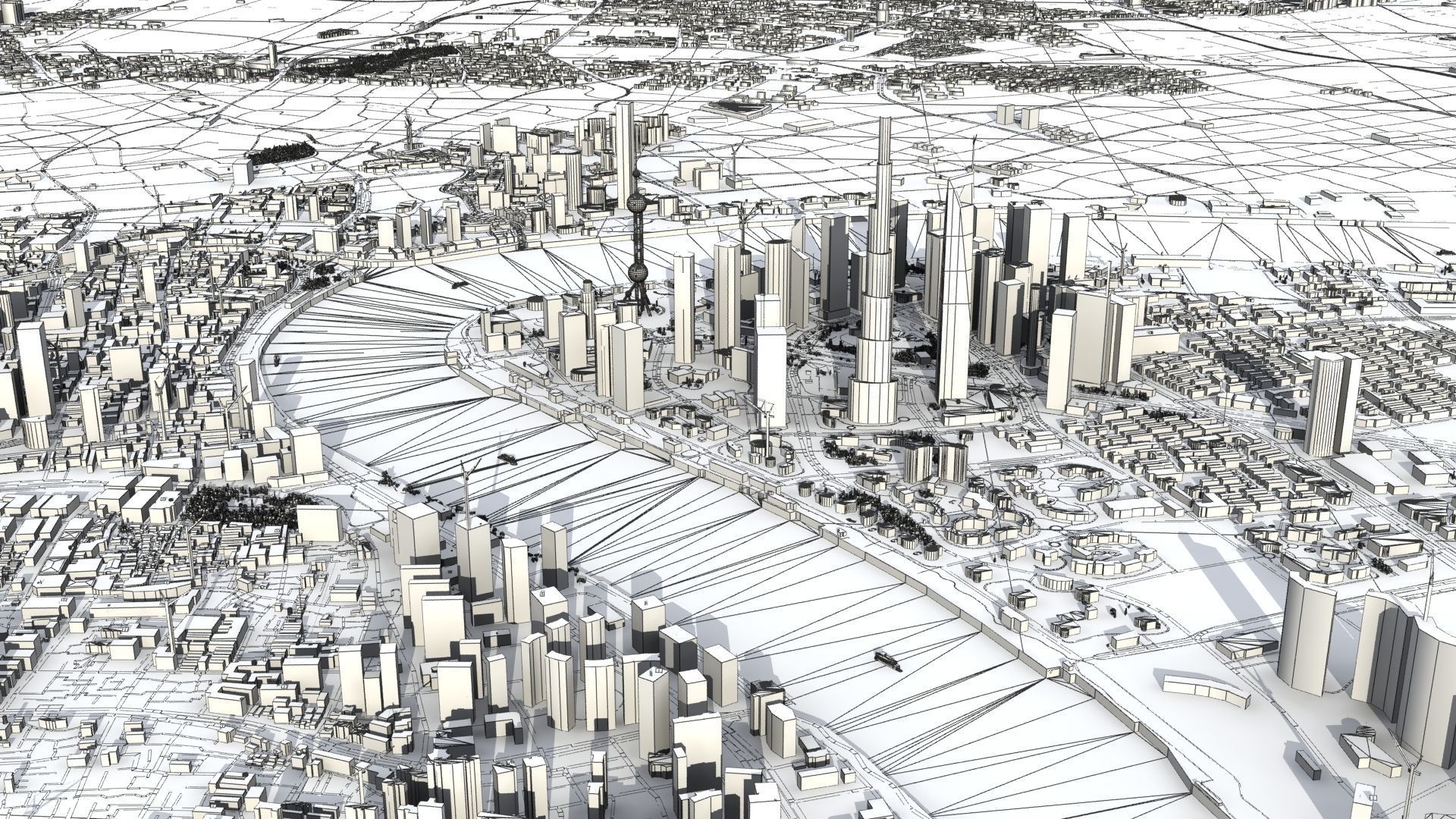 Shanghai City China 3D model_36