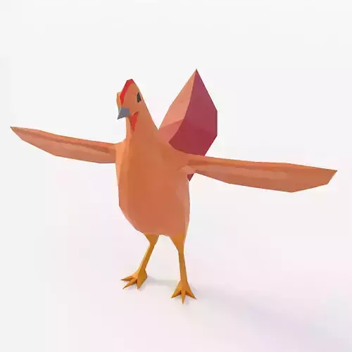 Hen 3d model origami rooster