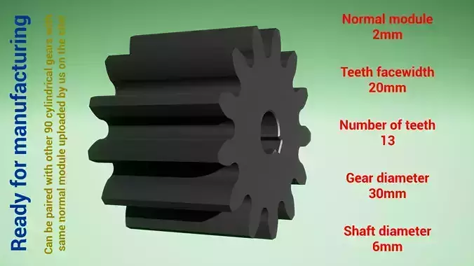 Cylindrical gear - paired - z13 m2 D30 d8