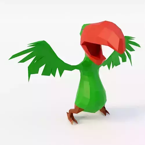 Parrot cartoon bird 3d model Low-poly 3D model