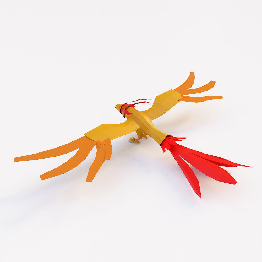Phoenix bird low poly 3d model  Low-poly 3D model_2