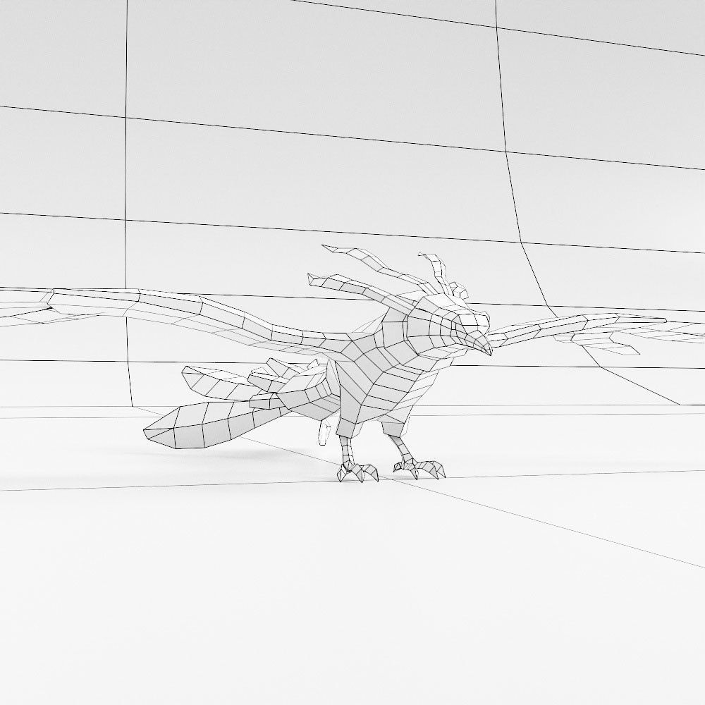 Phoenix bird low poly 3d model  Low-poly 3D model_3