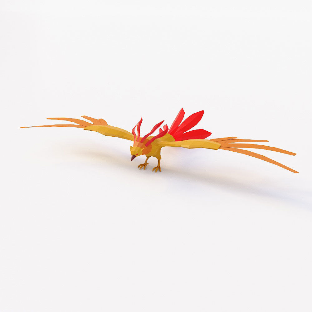 Phoenix bird low poly 3d model  Low-poly 3D model_1