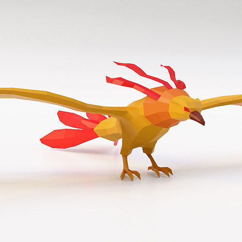 Phoenix bird low poly 3d model  Low-poly 3D model