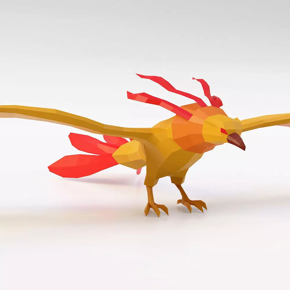 Phoenix bird low poly 3d model  Low-poly 3D model_0