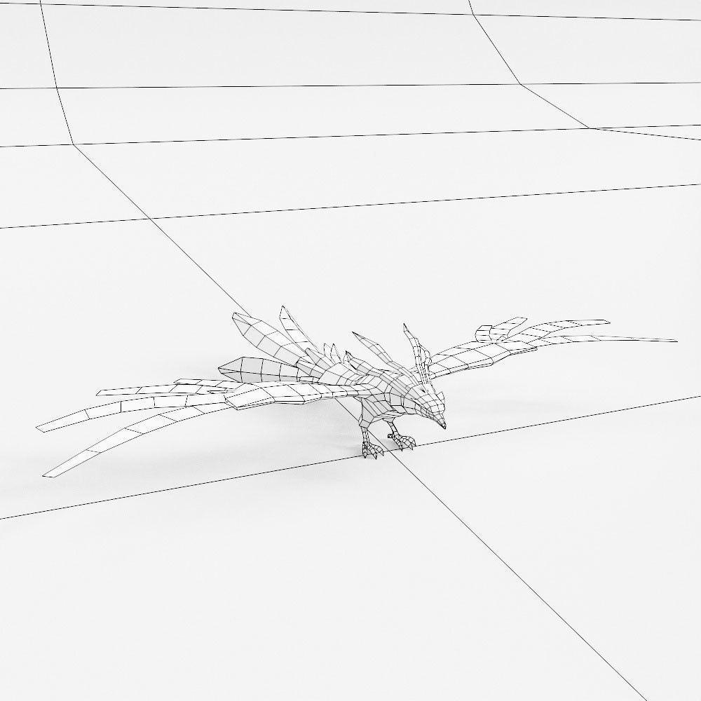 Phoenix bird low poly 3d model  Low-poly 3D model_4