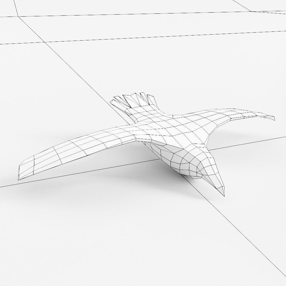 Raven low poly 3d model bird flying Free low-poly 3D model_4