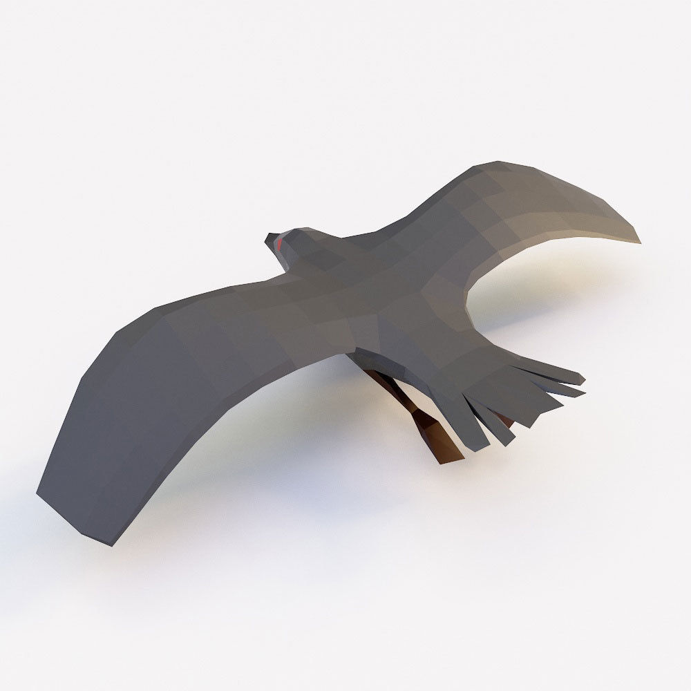 Raven low poly 3d model bird flying Free low-poly 3D model_2